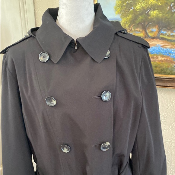 London Fog Black Double-Breasted Trench Coat - Picture 3 of 8